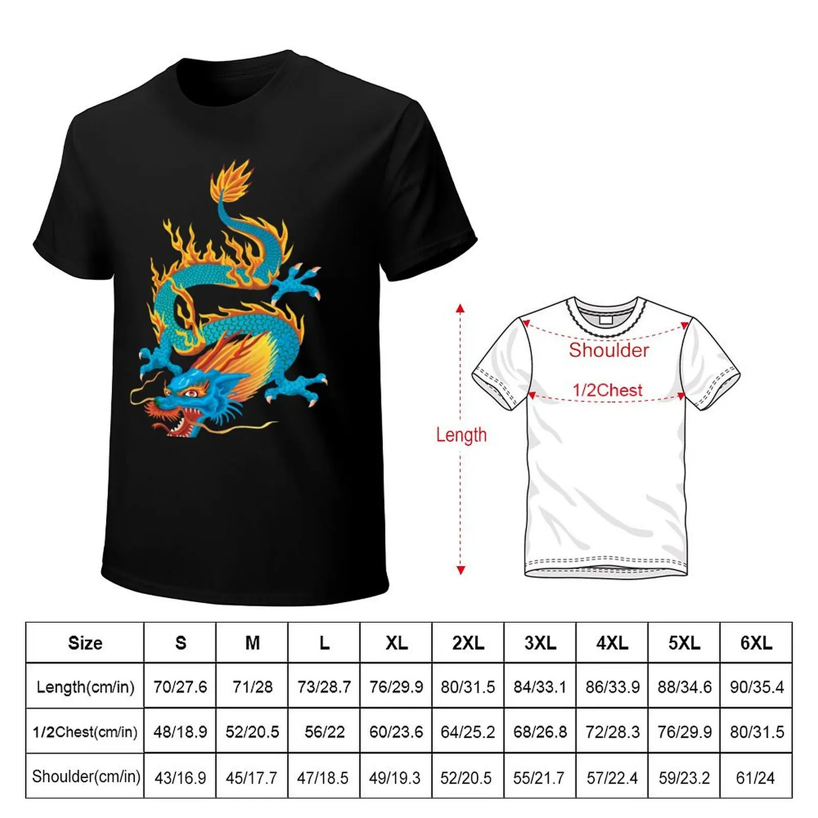 Blue-yellow Oriental Dragon T-Shirt Quick Dry Fishing T-Shirt