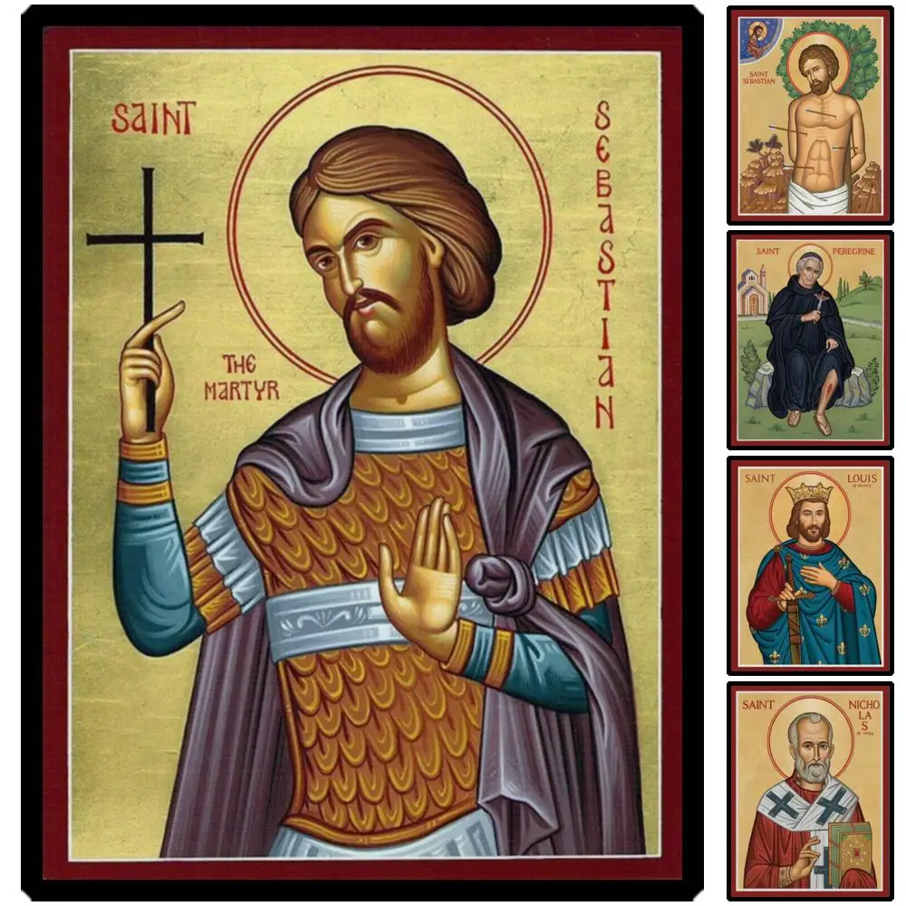 St. Nicholas of Myra Orthodox Icon Canvas Print Byzantine Bishop Gospel Book Wall Art for Home Altar Decor Christmas Gift
