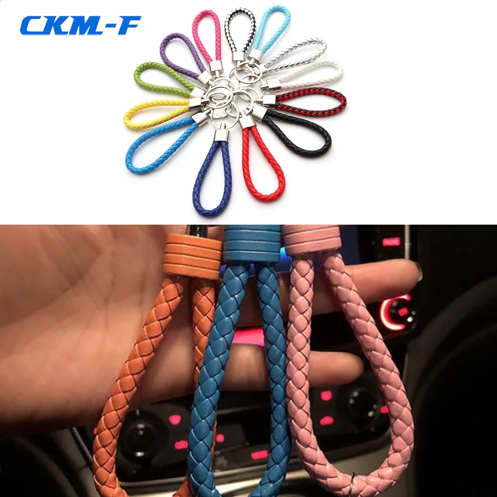 1PC New Unisex Braided Leather Rope Handmade Waven Keychain Leather Key Chain Ring Holder for Car Keyrings Men Women KeyChains