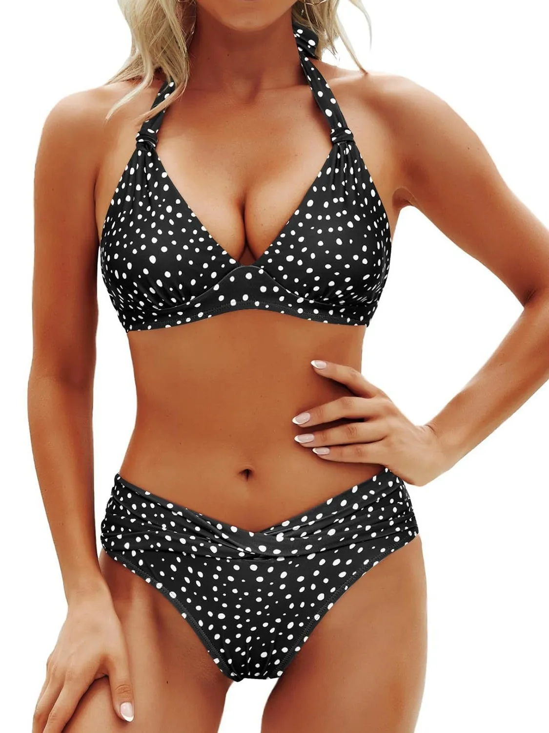 Seksowna odzież kąpielowa damska plażowa z nadrukiem w paski w kropki, dzielony strój kąpielowy na lato 2025, nowy modny zestaw bikini na wakacje.