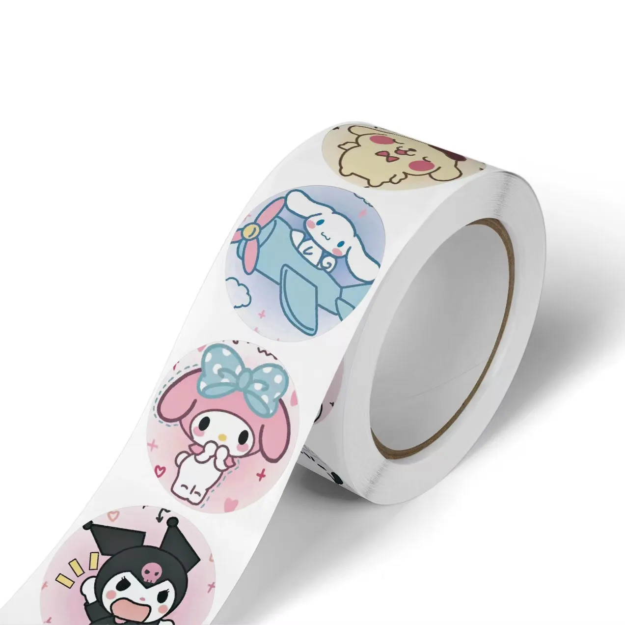 500 szt. uroczych naklejek w rolce z motywem Hello Kitty i Kuromi, naklejki nagrody szkolne, etykiety do dekoracji prezentów, artykuły papiernicze do scrapbookingu