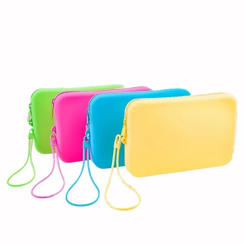 

Cosmetic Storage Bag Silicone Toiletry Organizer for Women Fashion Solid Color Zipper Makeup Accessories Case