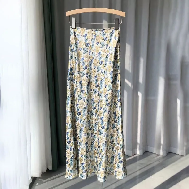 

2025 Summer New Style French Retro Floral Skirt High-Waisted Half-Length Dress Slimming Skirt Women's Style