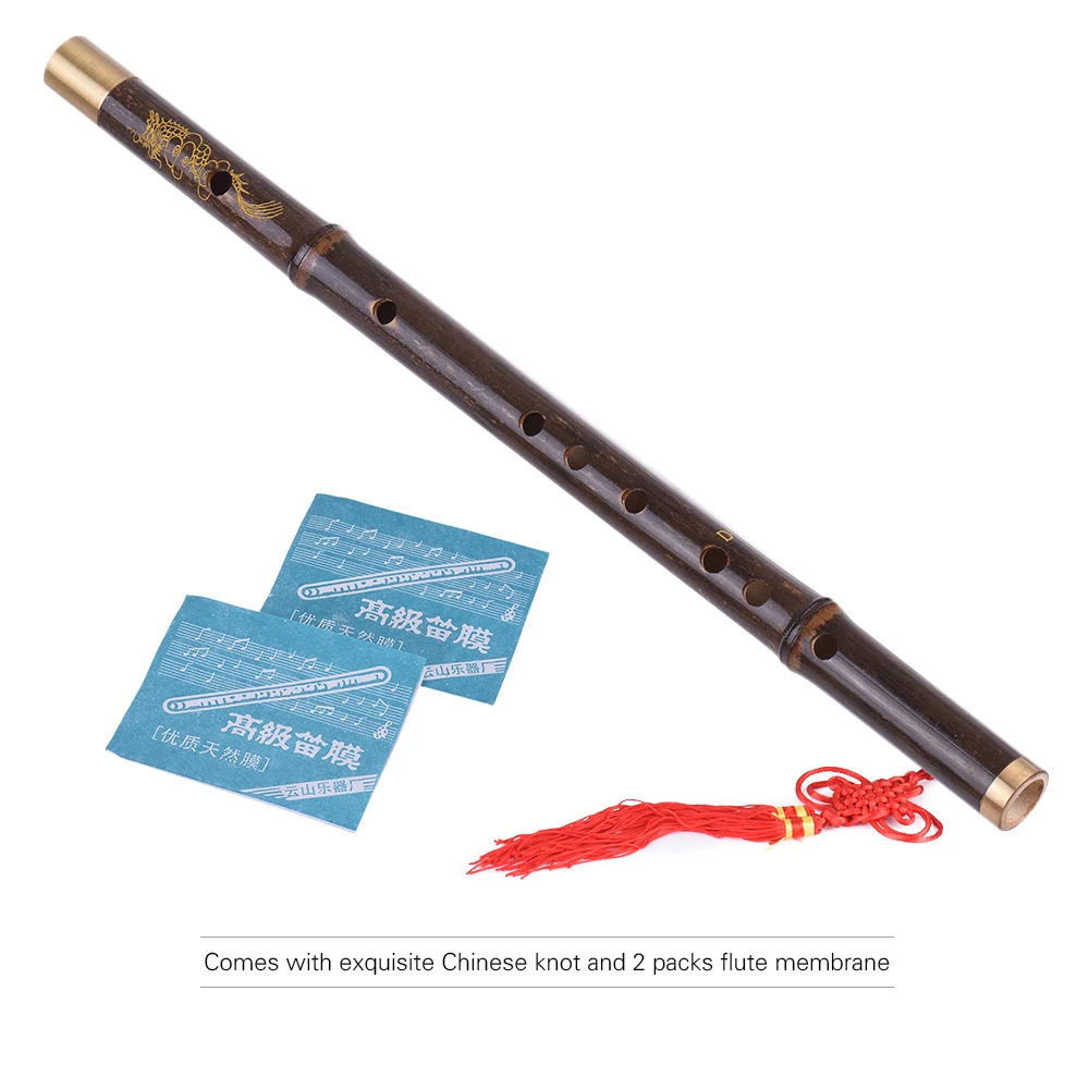 Flute Professional Black Bamboo Flute Traditional Handmade Chinese Musical Instrument Woodwind for Professional Play Beginner