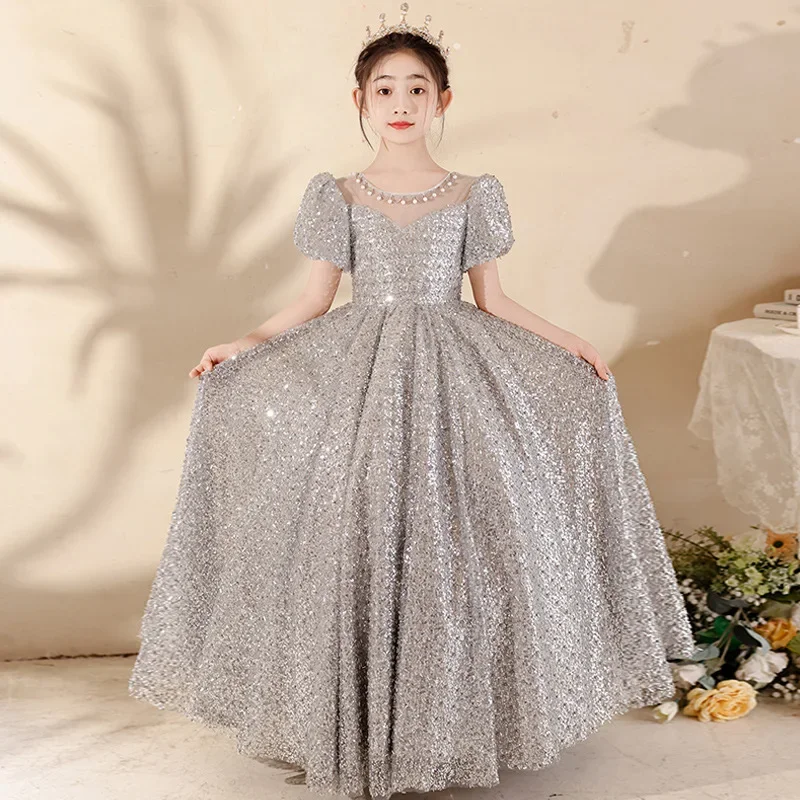 Flower child wedding Little girl birthday party Princess dress high order Girls' dress high-end host catwalk piano dress