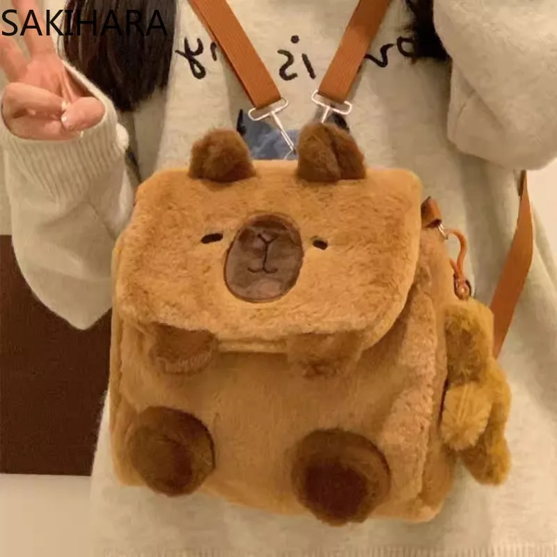 Sacs à dos moelleux pour étudiants, sacs à bandoulière de dessin animé Kawaii All Match, sac de créateur de mode décontracté mignon, sac de voyage lancé