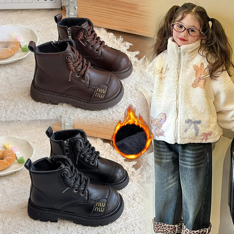 

2025 New Kids Ankle Boots for Girls Autumn Kids Breathable Lining Riding Boots Non-slip Simple Kid School Outdoor Hiking Boots