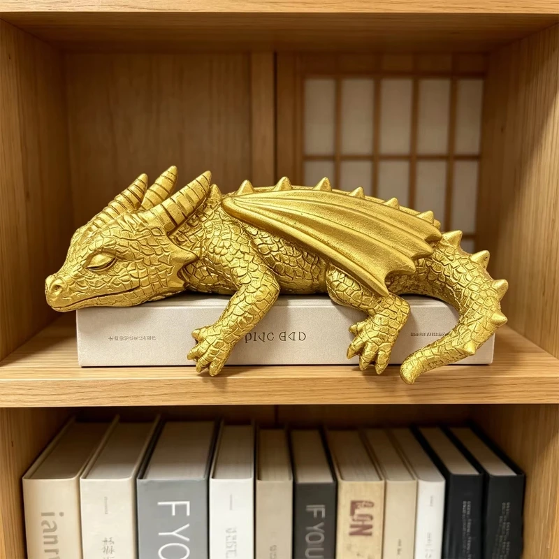Resin Decorative Statue Of A Sleeping Dragon With Wings,suitable For Home Decor Or As A Collectible,indoor Decoration  ﻿