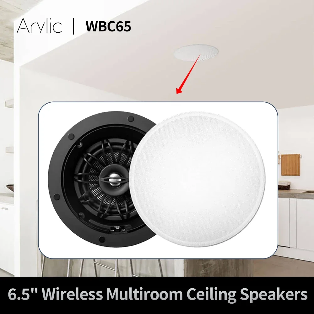 

WBC65 6.5-Inch Wireless Multiroom In-Ceiling Speaker Bluetooth Enabled Full Range Stereo Sound for Home Theater And Whole House