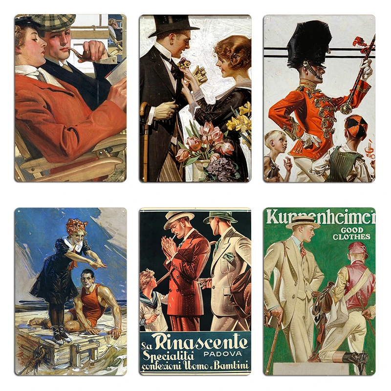 The Florist Couple Reading JC Leyendecker Metal Plaque Poster Designer Cinema Wall Decor Pub Pub Mural Tin Sign Poster