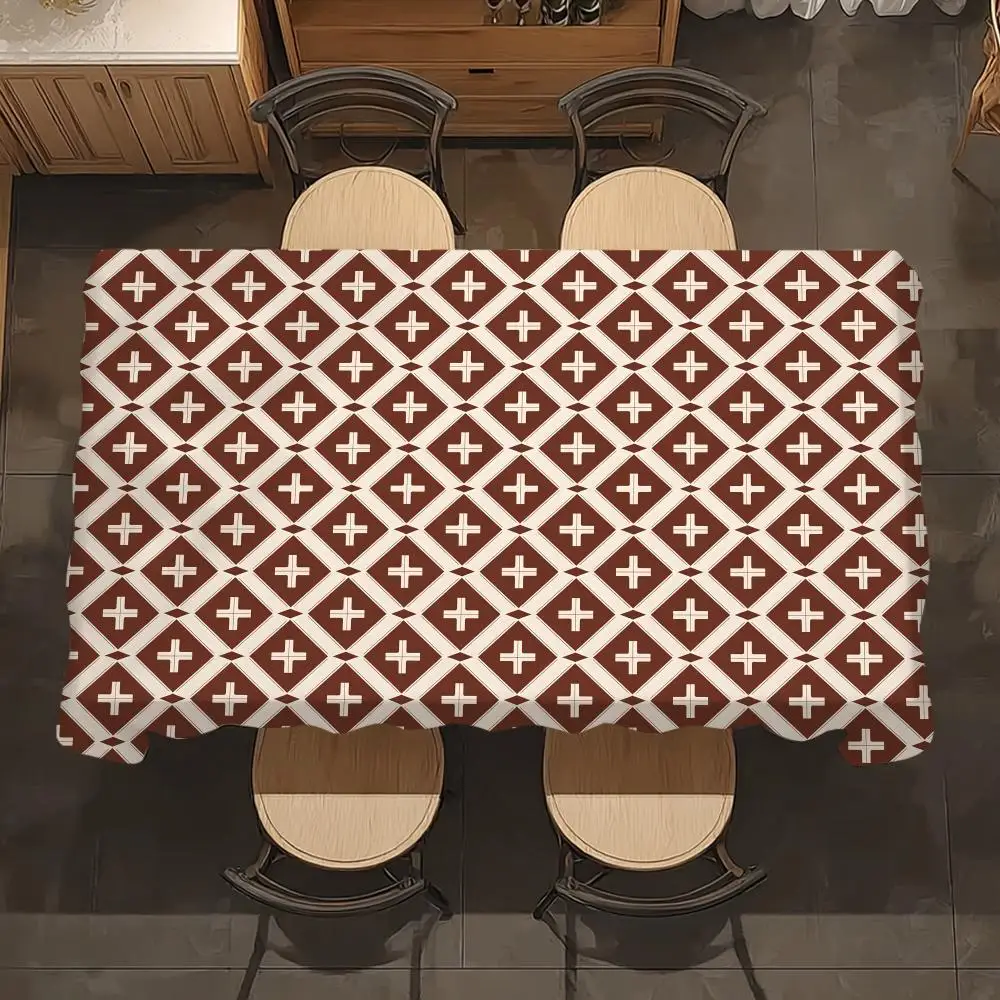 Vintage Cross Arrangement Table Cloth Home Party Picnic Dining Room Kitchen Desktop Dust-proof Decorative Table