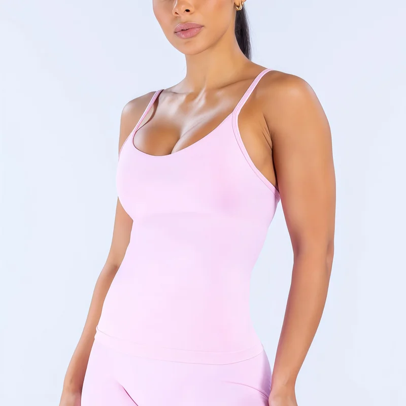 HISTELLO Impact Scoop Neck Top Women Gym Tank Top Sports Yoga Vest Fitness Seamless Open Back Running Workout Sportswear