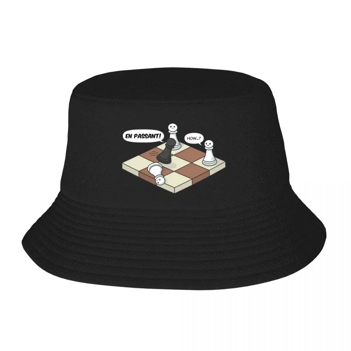 Funny En Passant Chess Comic Bucket Hat Ball Cap Streetwear Trucker Hat Women's Beach Outlet Men's