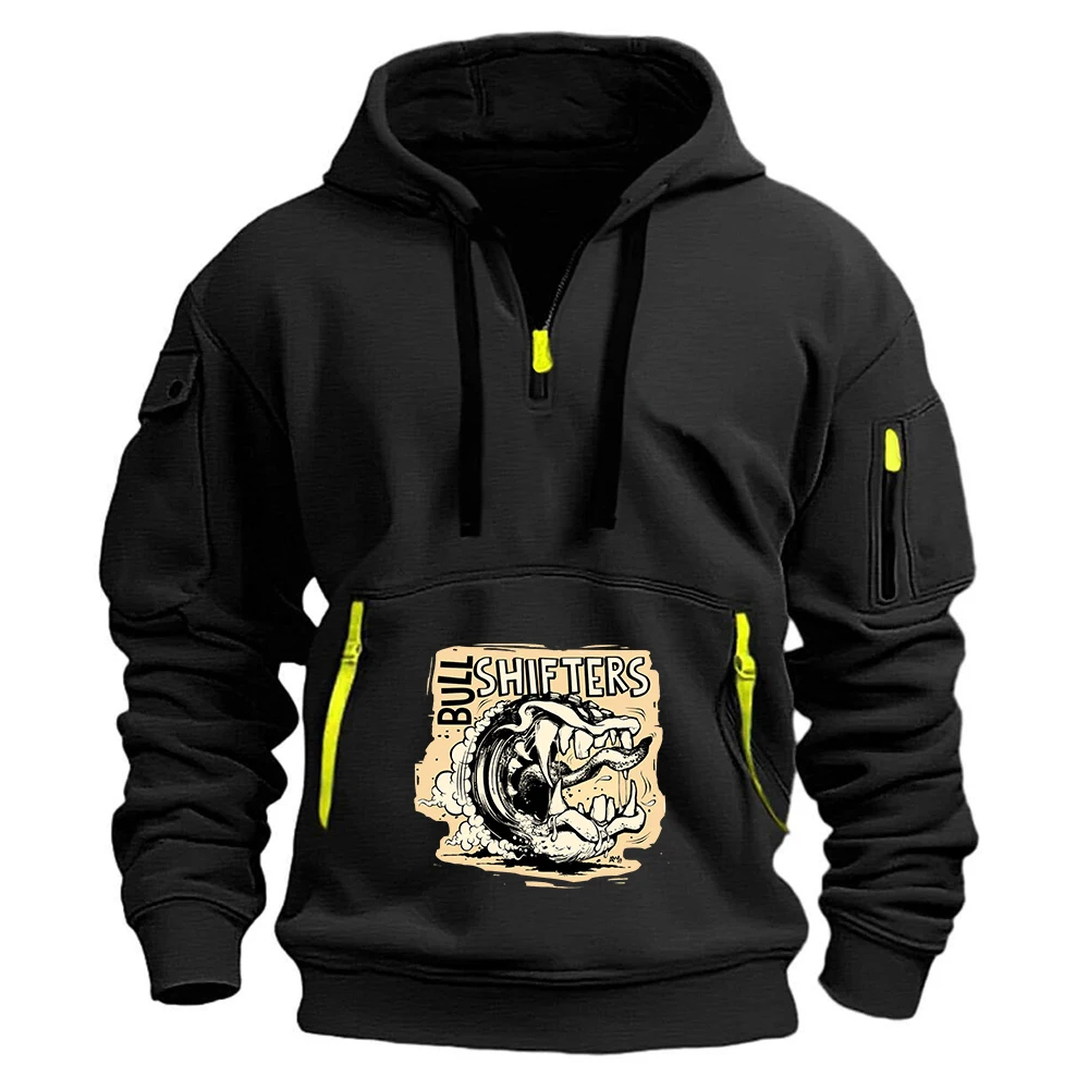 Left 4 Dead Bull Shifters Men's Outdoor Warm Fashion Pullover Winter Warm and Comfortable Half Zip Solid Color Pullover