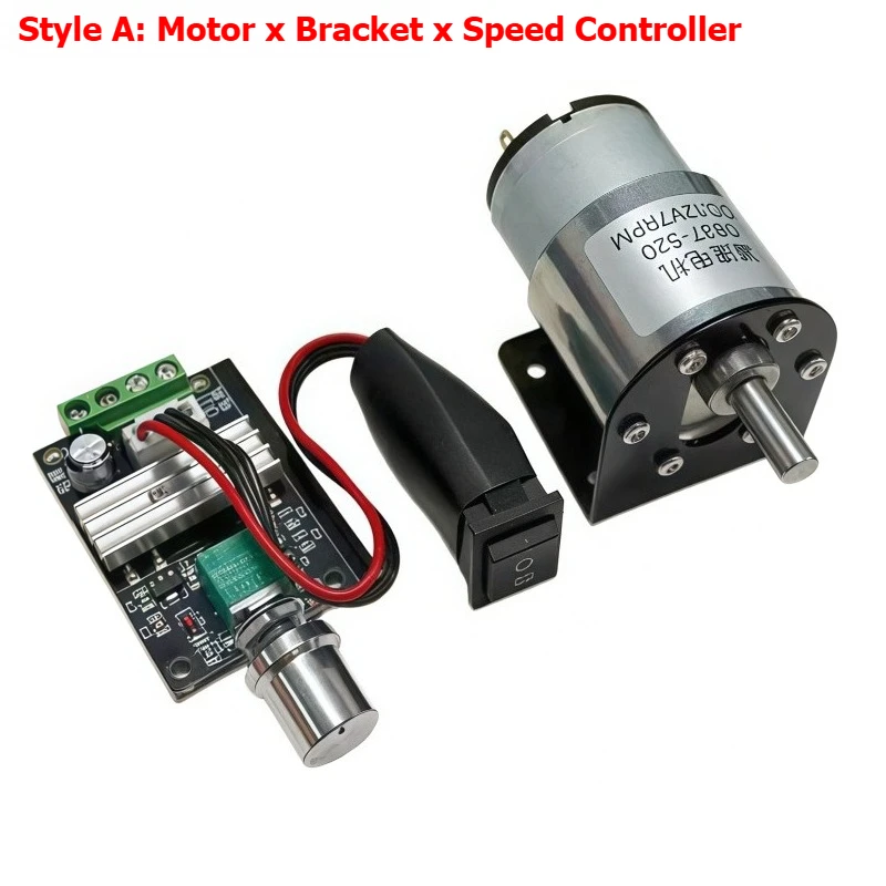 JGB37-520 Miniature DC Speed Reduction Motor Intelligent Robot 12V 24V Small Motor with Power Supply and Speed Controller