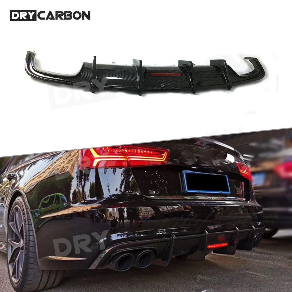 Carbon Fiber Rear Lip Diffuser Spoiler For Audi A6 Sline S6 2013-2018 Rear Bumper Guard Body Kits Accessories No Standard