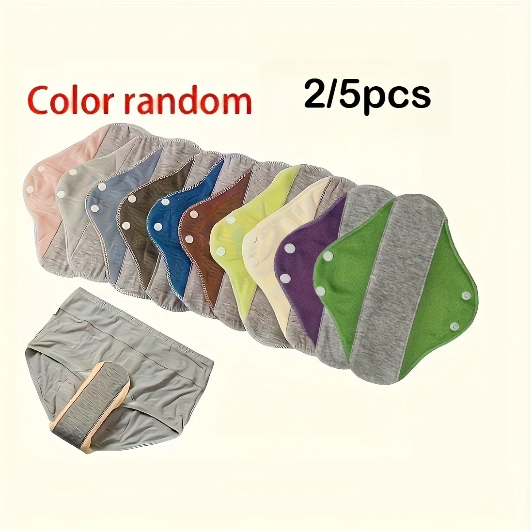 Random 2/5 pack of disposable sanitary napkins, washable, suitable for women during their menstrual periods or for the elderly.