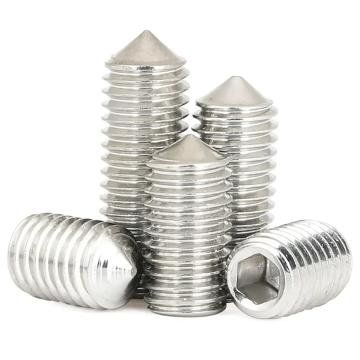 M3 M4 M5 M6 M8 M10 M12 M16 304 Stainless Steel Hex Hexagon Socket Cone Point Grub Set Screw Tapered End Bolt