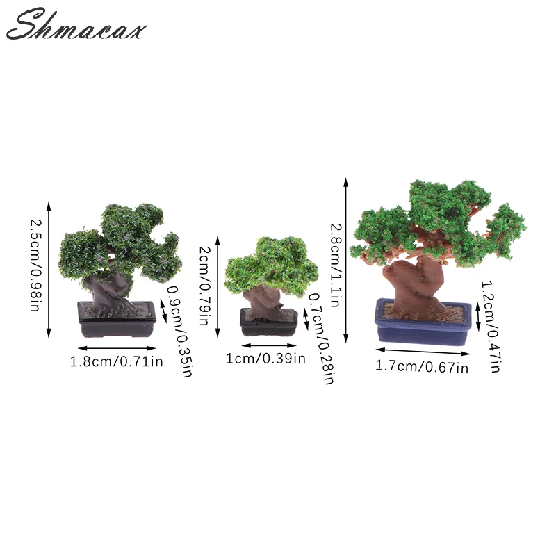 Mini Green Tree Potted Dollhouse, Decorações para Casa, Casa de Bonecas, Micro Paisagem, Ornamento de Jardim, 1:12