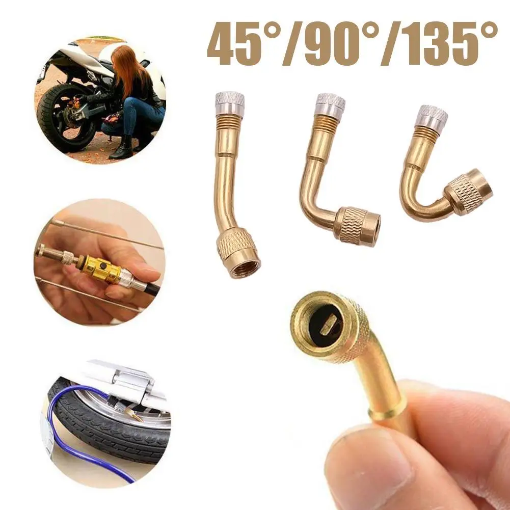 Car And Motorcycle Inflatable Mouth Multi-function Elbow Valve Extension Pure Copper Air Nozzle Pump Rod 45°, 90°, 135°