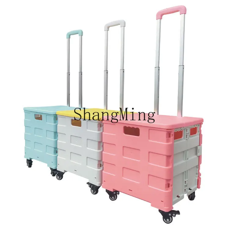 

DSA folding four-wheel shopping cart portable cart large-capacity trolley stall tourist attractions souvenirs