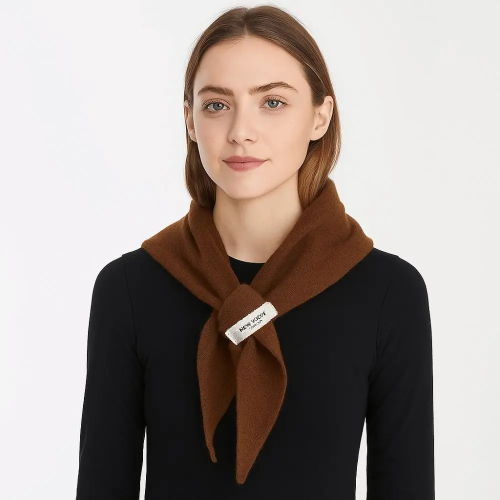 Multicolor Shawl with Tie Warm Triangular Shape Knitted Scarf Short British Korean Style Multi-functional Scarf Winter