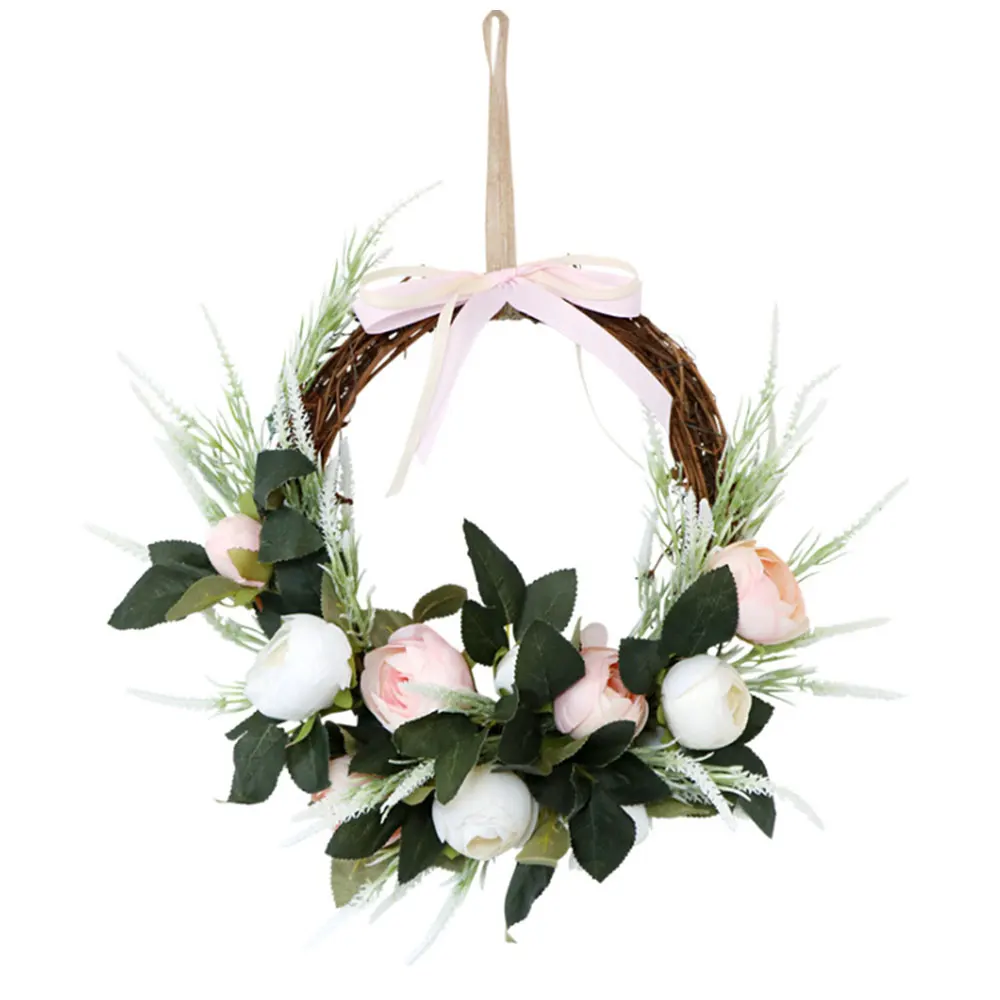 

Wedding Artificial Peony Flower Wreath Front Door Hanging Garland Spring Season Party DIY Home Decoration