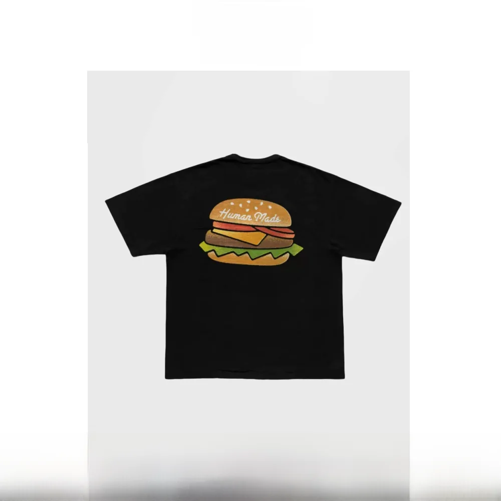 Camiseta holgada ex redonda Ne ort Sve con patrón de hamburguesa, Top informal de verano para hombres y mujeres