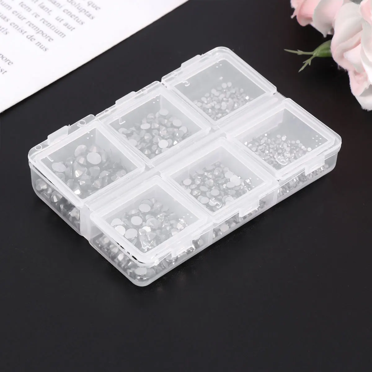 1 boîte de strass en verre pour Nail Art, perceuse à fond plat noir, décor pour manucure, Design à faire soi-même, fournitures de Paillette en diamant brillant