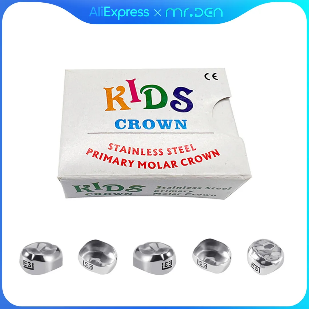 Stainless Steel Metal Crowns for Children Temporary Crowns Dental Oral Molar Pre-Formed Crowns 5pcs