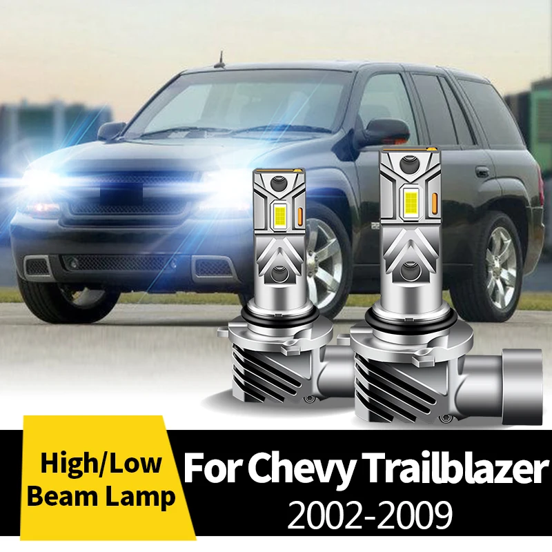 2Pcs Car CANbus LED Headlight High / Low Beam Lamp BulbS Halogen Replacement Light 12V For Chevy Trailblazer 2002-2009