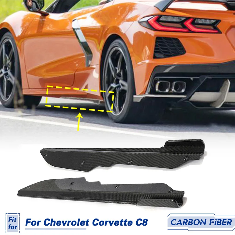 

Боковые бамперы, боковые юбки из углеродного волокна для Chevrolet Corvette C8 Stingray 2020-2022, боковые юбки, разветвители, фартук для удлинения крыльев