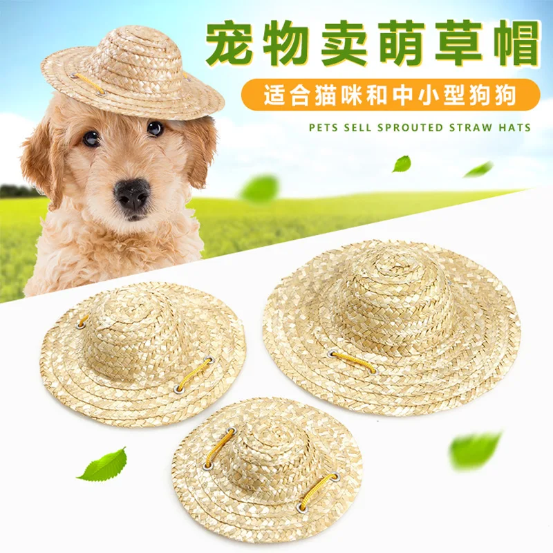 Strict Selection, Retro Farmer Hat, Accessories Cat Visor, Cat Dog Straw Hat Pet Hat Act Cute