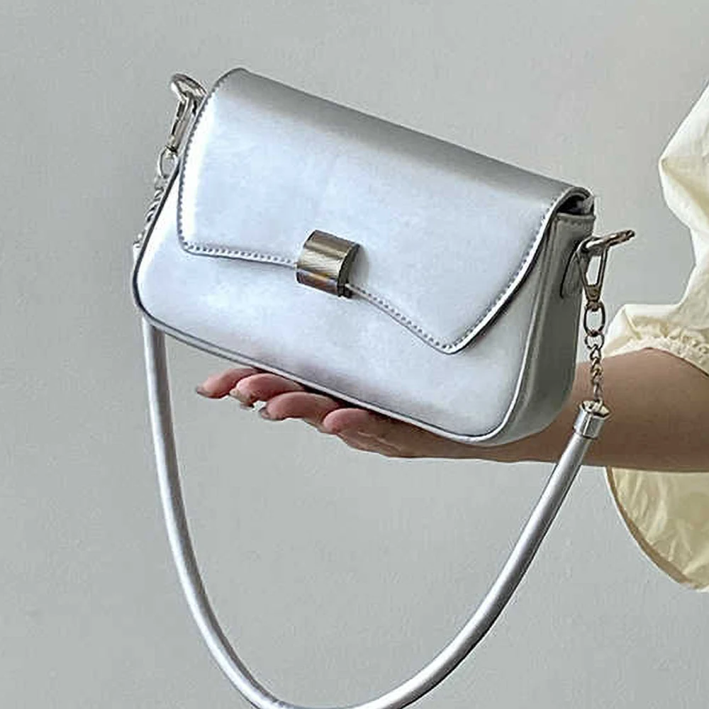 

Women's Silver Underarm Bag Summer Versatile Single Shoulder Crossbody Bags Korean Edition Fashion Party Handbags Trend