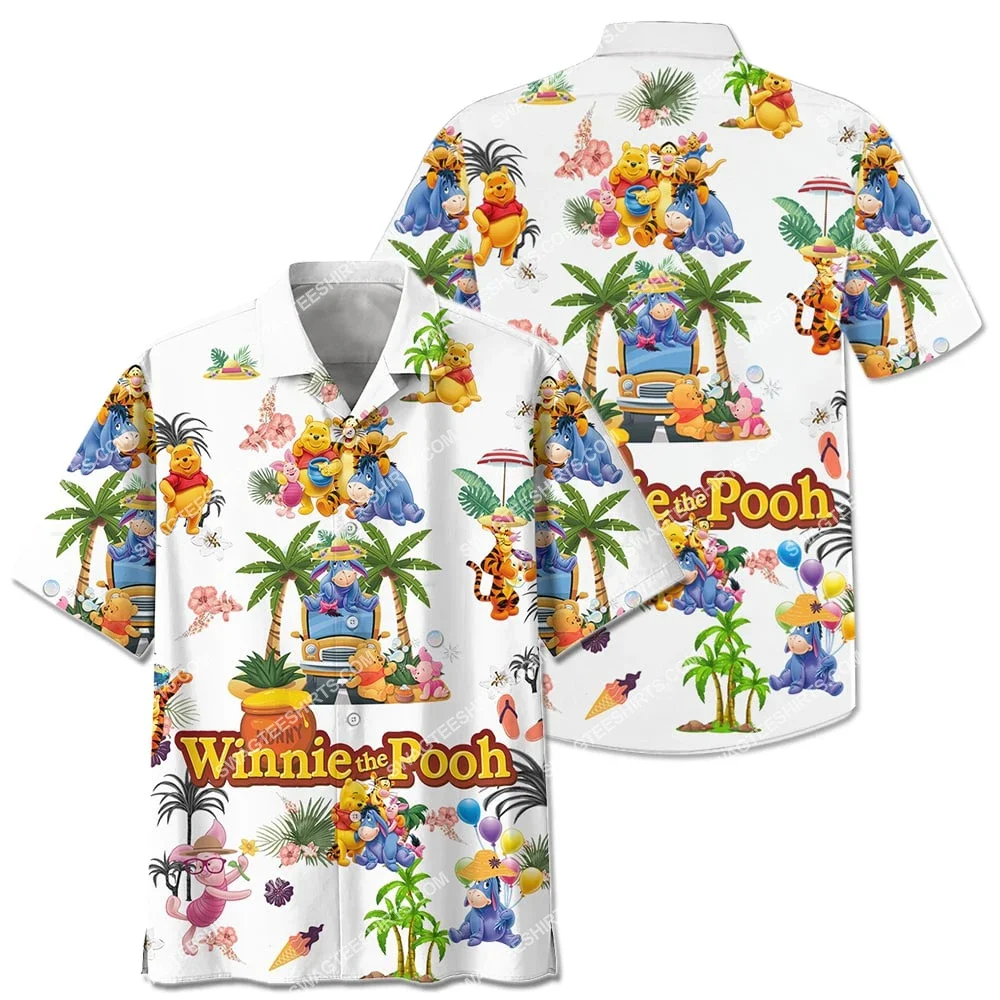 

Winnie The Pooh Hawaiian Shirt Men's Short Sleeve Button Down Shirt Disney Summer Beach Hawaiian Shirt