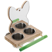 Food Cup Bird Cages Parrot Standing Rack Feeder Birdcage Playing Wooden Perch with Bowl Feeding Container