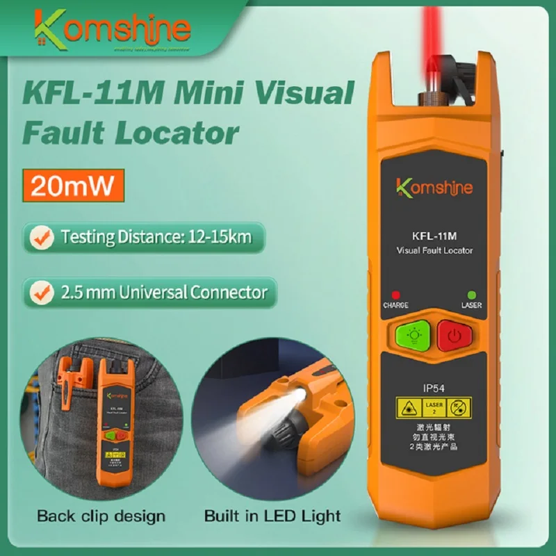 

KFL-11M Mini Visual Fault Locator Testing Distance is up to 30km With Back Clip Design, LED