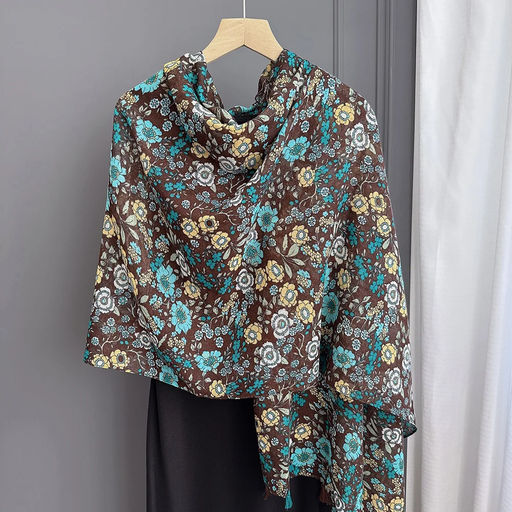 

[Большой уютный шарф с принтом пейсли] Роскошный большой шарф с цветочным рисунком пейсли и кисточкой Уютная мягкая вискозная шаль для женщин Стильный 2025 г.