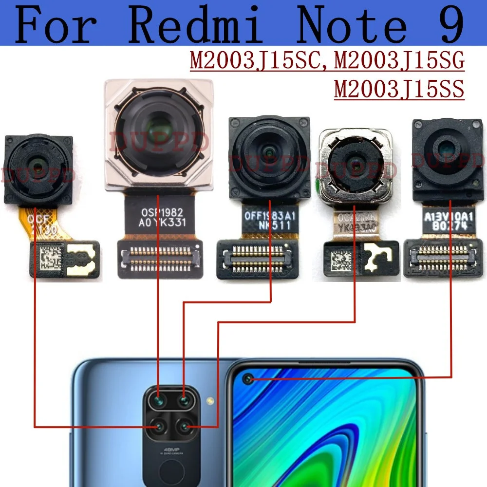 Rear Camera For Xiaomi Redmi Note 9 M2003J15SC/SG/SS Selfie Frontal Small View Back Facing Camera Module Flex Spare Parts