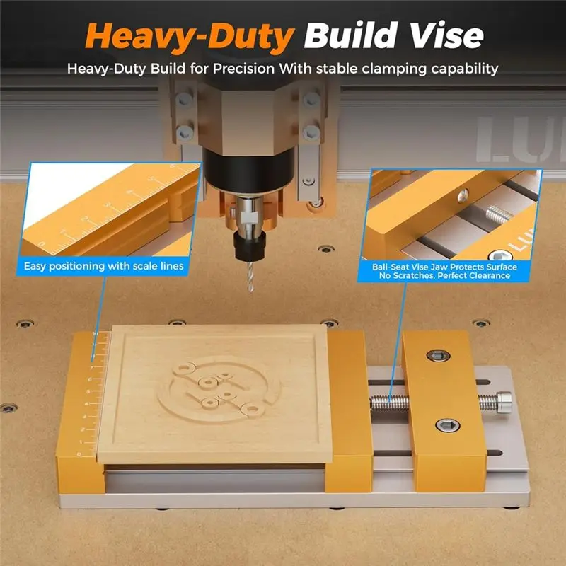 LLCS-For Desktop CNC Router Machines-7.87X3.94 Inch(20X10cm) CNC Vise Worktable 136Mm Clamping Range,For Woodworking