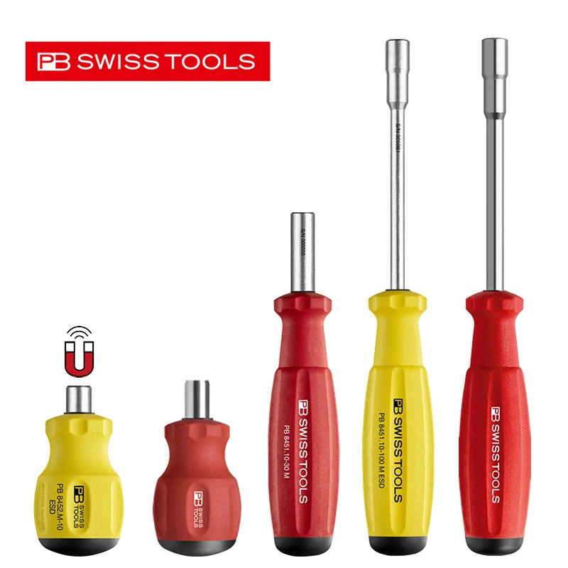 PB SWISS TOOLS ESD Magnetic Bit Holder Screwdrivers for Working in ESD Protection Zones Combined Bit Holding Screwdriver NO.8451