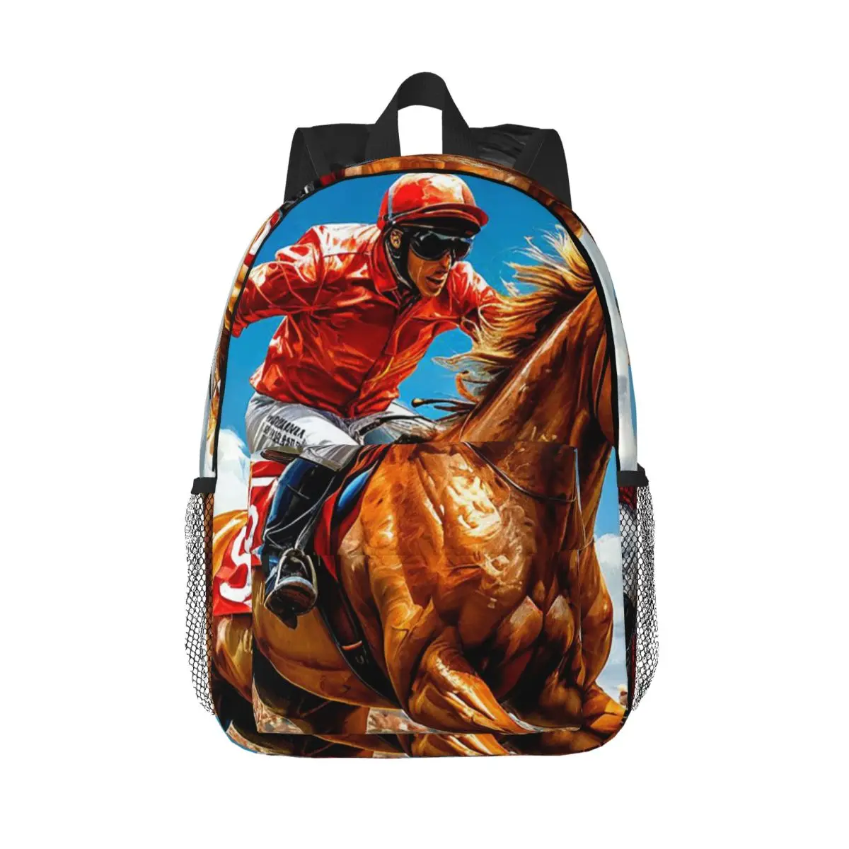 Vibrant Equestrian Horse Racing Backpack Daypack Large Capacity Boys Girls BookBag Shoulder Bags for Men Women Kids School Bag