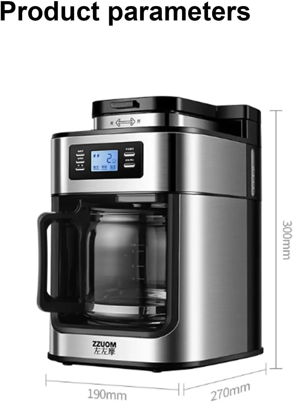 Macinacaffè espresso regolabile incorporato a 3 livelli Caffettiera in acciaio inossidabile Caffettiera automatica per caffè espresso