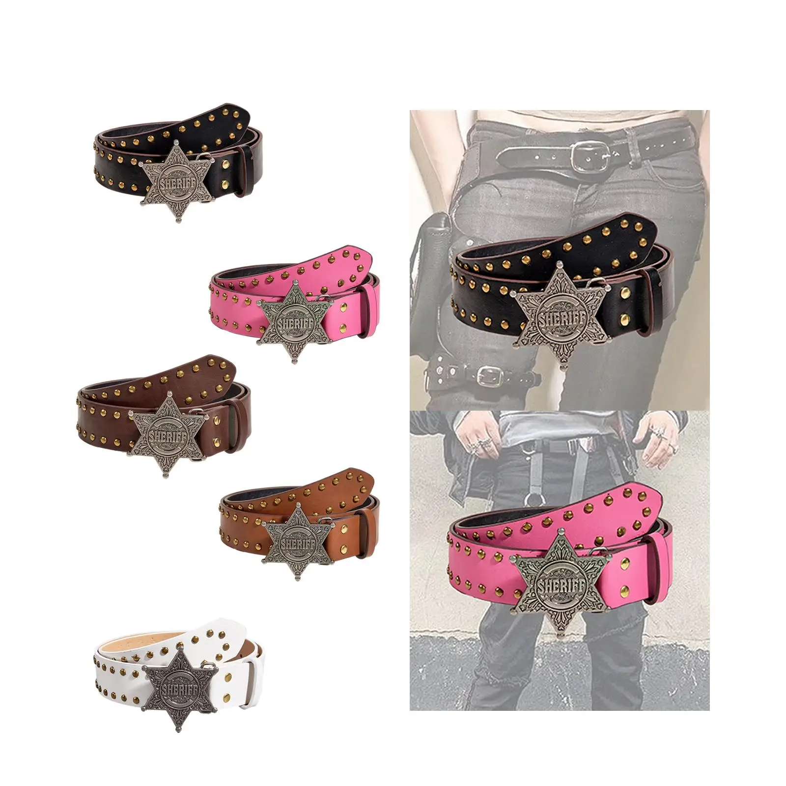 

Женский ремень из искусственной кожи в стиле хип-хоп, модный эстетический ремень в стиле вестерн, ковбойский ковбойский ремень