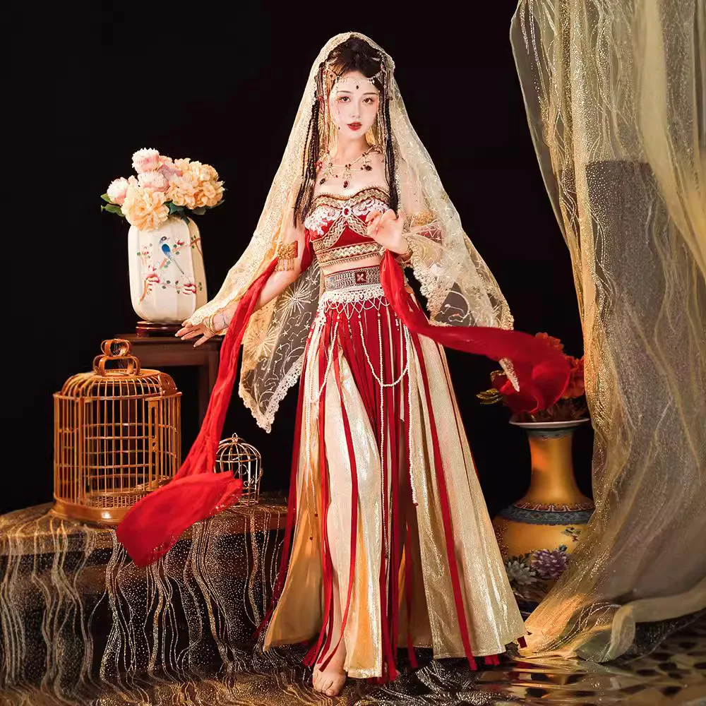 

Dunhuang Kweichow Moutai Hanfu в китайском стиле, улучшенное женское экзотическое платье Han с элементами Хань, танцевальное платье в западном регионе в пустыне