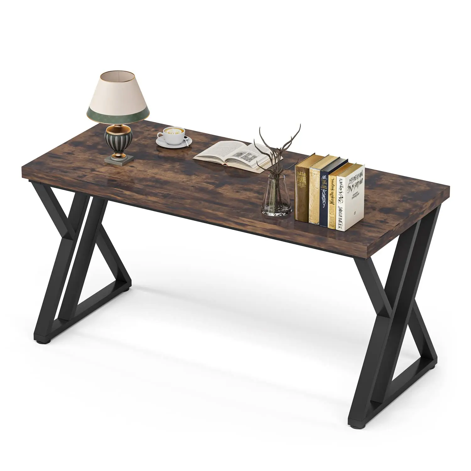 i*-55-Inch Writing Desk, Computer Office Desk With Metal Legs And Wood Tabletop, Modern Simple Study Table For Writing,