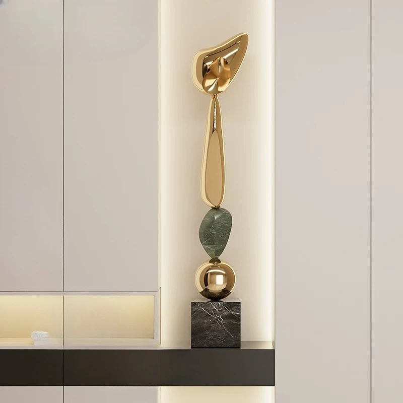 Light luxury entrance slender vertical high ornament art sculpture high-end hotel living room floor decoration