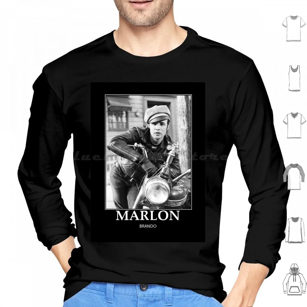 Marlon Brando-Bw-D60 Hoodies Long Sleeve Marlon Brando Marlon Brando Actor Marlon Brando Actor Celebrity Cinema 20th