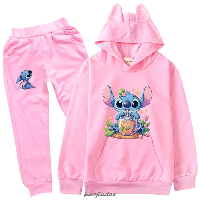 Survêtement à capuche CAN o and Stitch pour enfants, sweat-shirt décontracté pour garçons, pantalons combinés pour filles, vêtements pour enfants, ensemble de 2 pièces