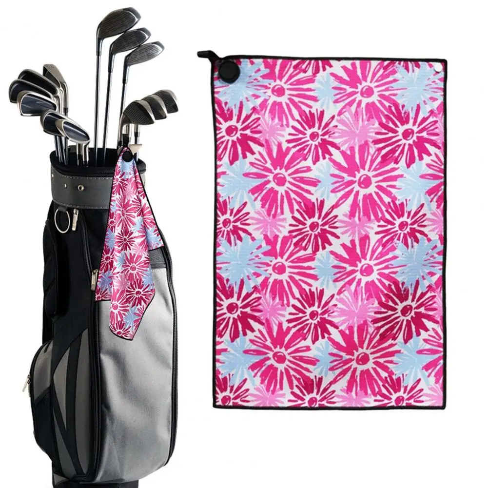 Magnetic Golf Towel with Strong Magnet Microfiber Waffle Golf Bag Towel Printed Golf Towel Golfs Ball Cleaner